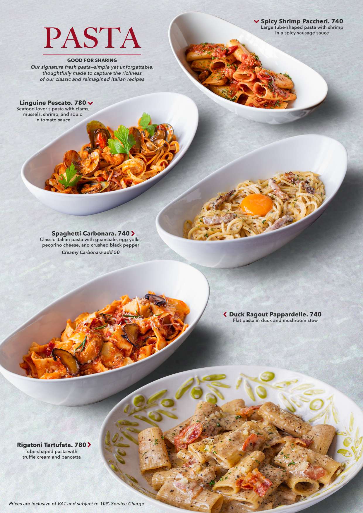 Fresh pasta dishes